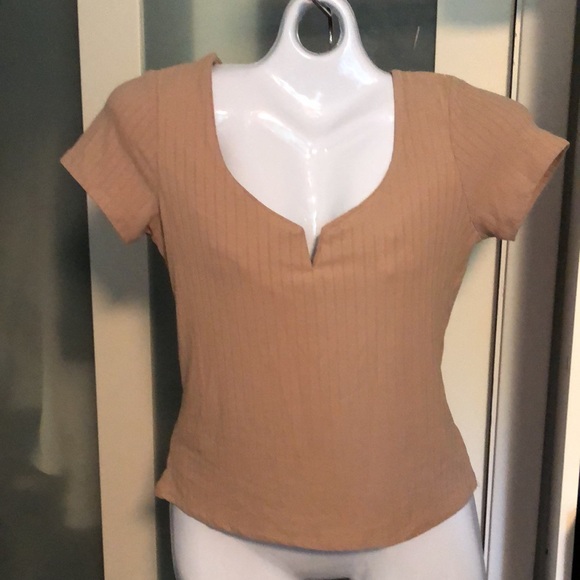 Rue21 Tops - 3/$25 Rue 21 Tan Color Small V neck Size Large T-Shirt Never Worn Perfect Cond